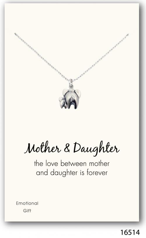 Mother daughter walking beside each other silver pendant